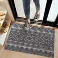 thumbnail image 2 of Black Pioneer Flower Geometric Striped Pattern Door Rugs,Washable Non Slip Door Mats Indoor,Decorative Door Mats,Entry Mat Indoor for Entrance,Bedroom,Kitchen,Bathroom,20"x32", 2 of 6