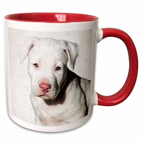 3drose, American Staffordshire Terrier Pit Bull Puppy Watercolor, 11oz Two-tone Red Mug
