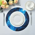 thumbnail image 2 of Round Plate Mat 15.4x15.4 Inchesx6 Placemat Table Mat Kitchen Mat Coffee Mat Fabric Thick, Strong Wear-Resistant, Heat Resistance Blue Lava Pattern, 2 of 7