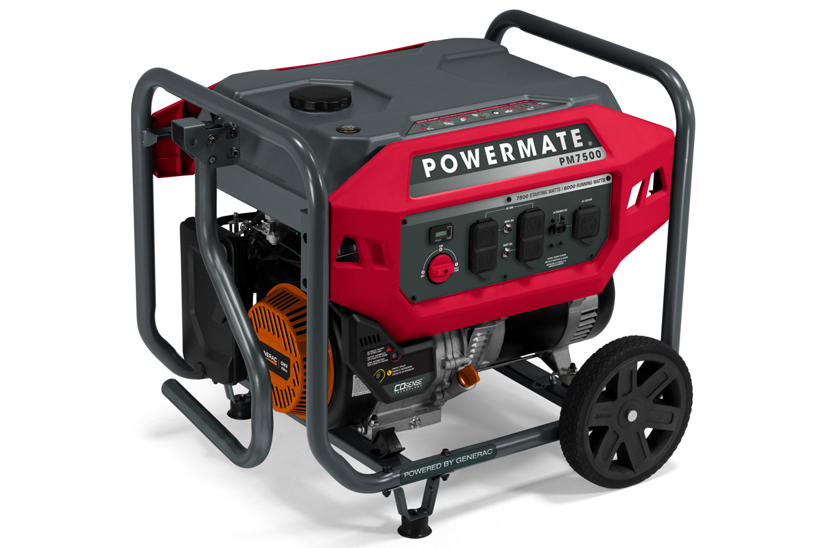 Powermate PM7500 - 7,500 Watt Manual Start Gasoline Powered Portable Generator, with CO-Sense, 50 ST