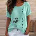 thumbnail image 5 of QUNYINEY Short Sleeve Plus Size T Shirts for Women Floral Summer Cotton Tunic Tops Pullover Button Loose Fit Casual Crew Neck Shirts, 5 of 6