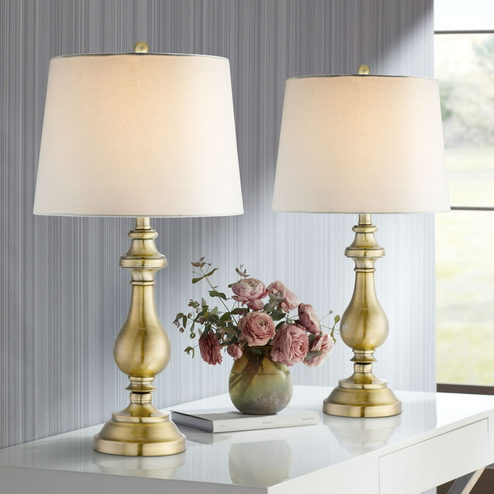 Regency Hill Traditional Table Lamps Set of 2 Candlestick Brass Metal