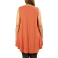 thumbnail image 2 of Women Sleeveless Round Neck Round Hem Longline Flared Bottom Flowy Tunic Top with Side Pockets, 2 of 2