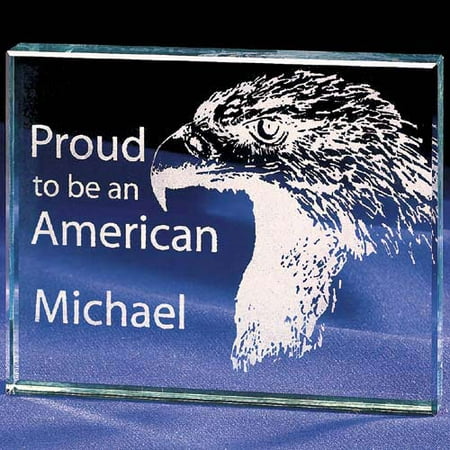 Personalized "Proud to be an American" Glass Paperweight