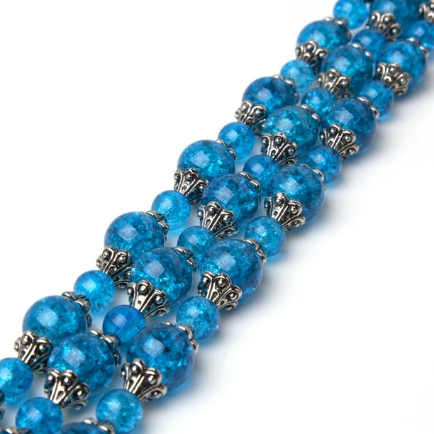 Cousin DIY Glass Crackle Beads with Caps, 99 pc, Turquoise Walmart