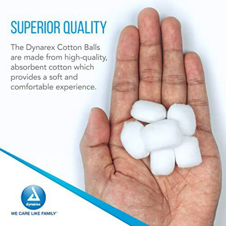 Dynarex Cotton Balls, Non-Sterile and Large, Latex-Free and