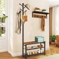 thumbnail image 3 of Youpins Coat Rack Shoe Bench with Floor Protector Pads, Rustic Brown, 3 of 7