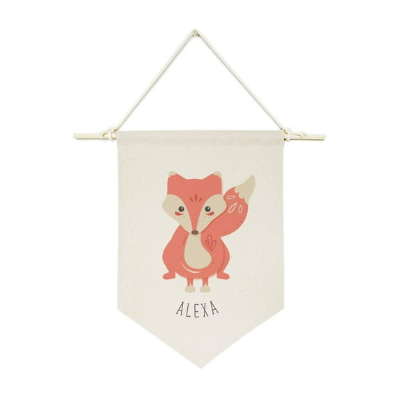 Personalized Name Fox Hanging Wall Banner