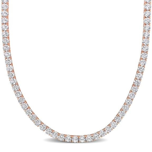 Everly Women's Created Sapphire Rose Gold Plated Tennis Necklace