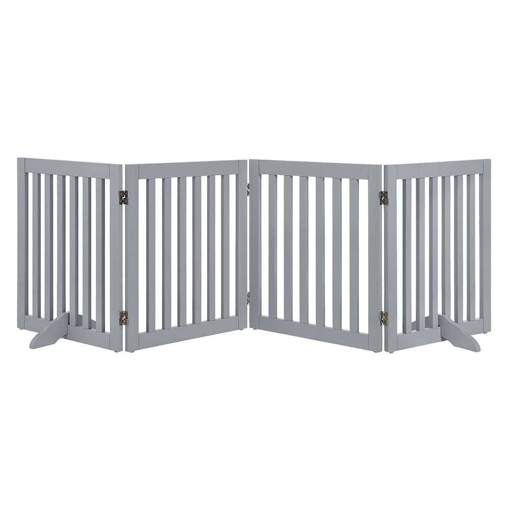 Unipaws Freestanding Wooden Dog Gate, Foldable Pet Gate with 2PCS