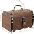 thumbnail image 2 of Retro Cofre Del Tesoro De Madera Caja de Almacenamiento de Dinero Alcancía Caja de Almacenamiento con Cerradura y Llave de Regalo para Niños adultos, 2 of 7