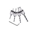 thumbnail image 3 of 4pcs Countersink Drill Bits Set Pilot Quick Hex Screw with 1Pc Wrench (Silver), 3 of 7