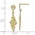 thumbnail image 4 of 14K Yellow Gold Diamond Cut Fancy Post Dangle Earrings - 29mm, 4 of 6