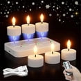 thumbnail image 2 of Rechargeable Flameless Tea Lights Candles with Charging Station 6Pcs Battery Tea Lights Candles with Remote & Timer, 2 of 5