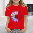 thumbnail image 2 of CPNG Girls Sunflower Shirts Cute Summer Crew Neck T-Shirt Floral Graphic Short Sleeve Tees Tops Casual Loose Tees(Red,6-7 Years), 2 of 5