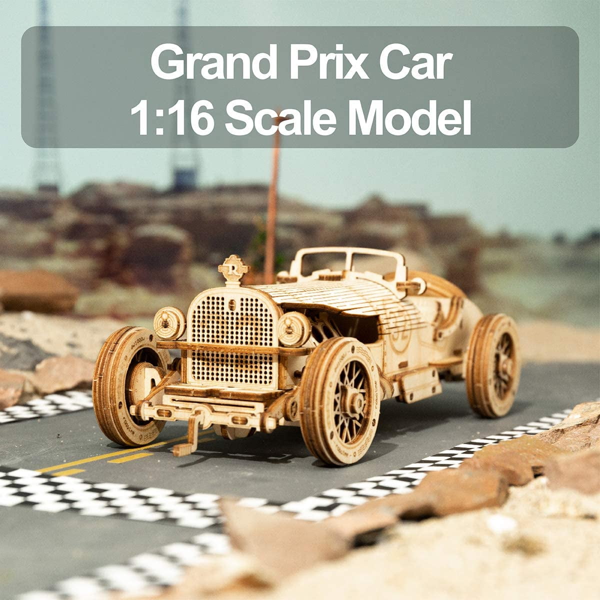 Grand Prix Car Model 3D Wooden Puzzle DIY Mechanical Toy Assembly Gears Kit Auto 
