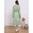thumbnail image 3 of DARING DIVA Fall Floral Long Sleeve Chiffon Midi Dress S Grey Green, 3 of 6