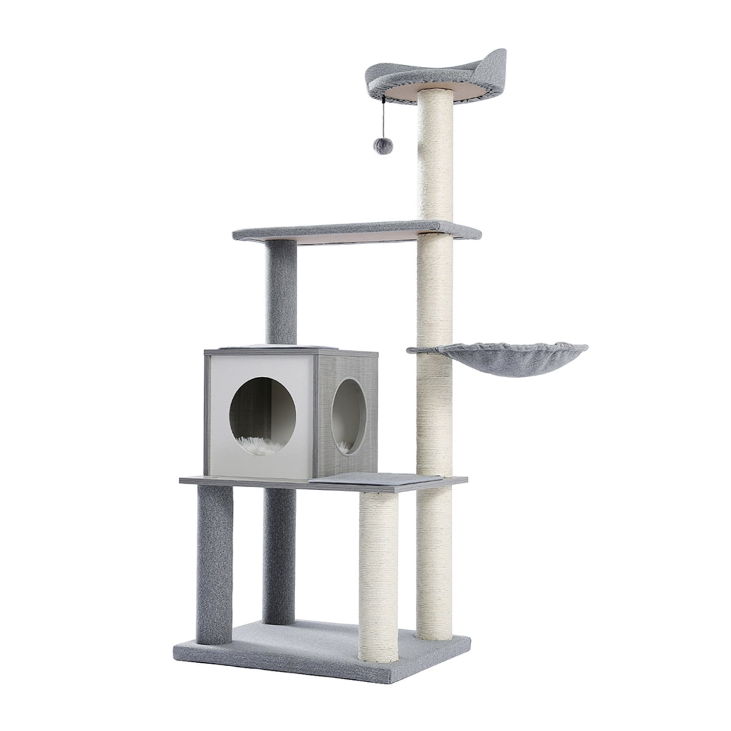 Pefilos Cat Tree Cat Tower for Indoor Cats 61'' Modern Wood Cat Condo for Adult Cats with Scratching Post for Large Cats Climbing, Multi-Level Tall Cat Tower Tree House, Gray Pefilos Cat Tree Cat Tower for Indoor Cats 61'' Modern Wood Cat Condo for Adult Cats with Scratching Post for Large Cats Climbing, Multi-Level Tall Cat Tower Tree House, Gray