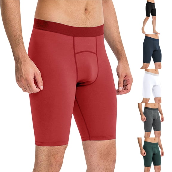 Dgankt Fitness Clothing Men's Solid Stretch Anti-Chafing Shorts – Moisture-Wicking Compression Underwear Shorts, Anti-Chafing & Soft Fabric for Biking, Long Rides & Sports Activities S-2XL