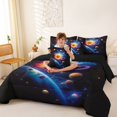 thumbnail image 4 of Manfei Cartoon Planets 7pcs Queen Bedding,Celestial Colorful Nebula Bedding Comforter Set Queen,Orange Black,Black Reversible, 4 of 7