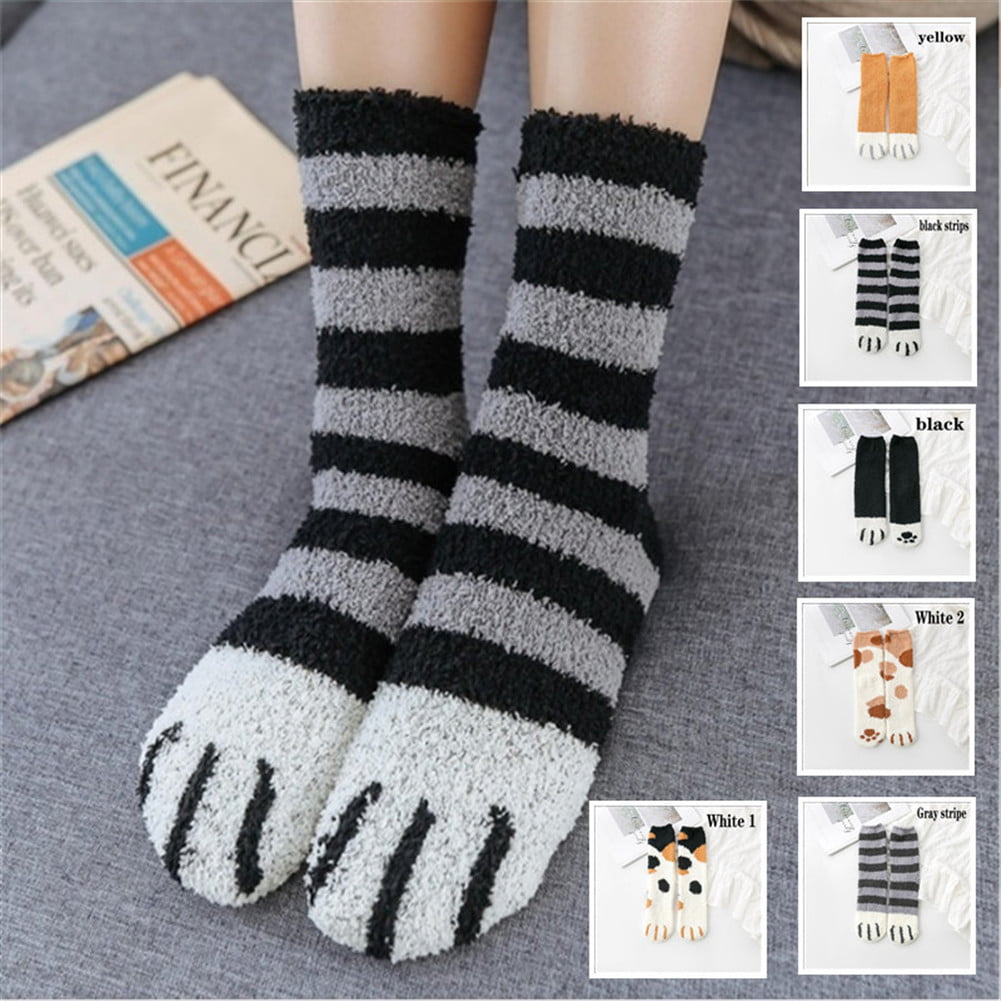 Unisex Cat Claw Soft Socks Cozy Plush Socks Winter Warm Sleeping Socks for Women Girls Female 