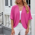 thumbnail image 2 of Womens Shirts Summer Mid Sleeve Solid Color Casual Loose T Shirt Top Womens Tops, 2 of 5