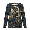 thumbnail image 4 of LEKDFST Halloween Sweatshirt for Women Oversized Skull Graphic Crewneck Long Sleeve Drop Shoulder Pullover Tops Dark Gray S, 4 of 5