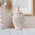 thumbnail image 6 of Kokiya Porcelain Ginger Jar Ceramic Vase with Lid Plants Holder Ceramic Flower Vase Tea M Gold, 6 of 7