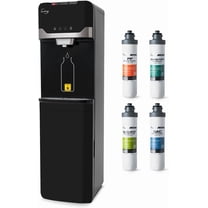 iSpring Bottleless Water Dispenser with 4-Stage Filtration, SGS-Tested 99% of PFAS Removal, Water Cooler Dispenser - Hot, Cold, Room Temp, Self Cleaning, Black, Model: DS4B-PF