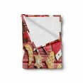 thumbnail image 2 of Gingerbread Man Soft Flannel Fleece Blanket, Variety of Christmas Cookies on Wooden Table Traditional Sugary Treats, Cozy Plush for Indoor and Outdoor Use, 50" x 70", Red Brown White, by Ambesonne, 2 of 6