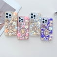 thumbnail image 3 of Allytechgroup Phone Case for iPhone XR, 3D Pearls & Flower Love Heart Backplane Luxury Sparkle Girly Elegant Protective Shockproof Anti-drop for Women Girls, Gold, 3 of 11