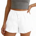 thumbnail image 3 of KHONTS Women's Summer Pajama Boxer Shorts Ruffle Spring Sleepwear Textured Casual Beach Pj Bottoms White XL, 3 of 7
