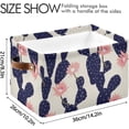 thumbnail image 4 of Coolnut 1 Pack Fabric Storage Basket Cactus Floral Navy Beige Closet Storage Bins with Handles Foldable Baskets for Shelves Toy Organizer Home Office Decor Gifts, 4 of 7