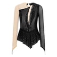 thumbnail image 3 of Choomomo Kids Girls Ice Figure Skating Dress Ballet Dance Skirted Leotard Dress Rhinestones Competition Outfit Black 12, 3 of 5
