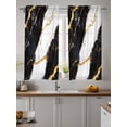 thumbnail image 2 of Black Marble Curtains 45 Inch Length,Sheer Curtains for Bedroom Living Room Window Luxury Gold White Abstract Cracks Artwork Rod Pocket Drapes Kitchen Curtains Small Half Window 42"x45" 2 Panels, 2 of 7