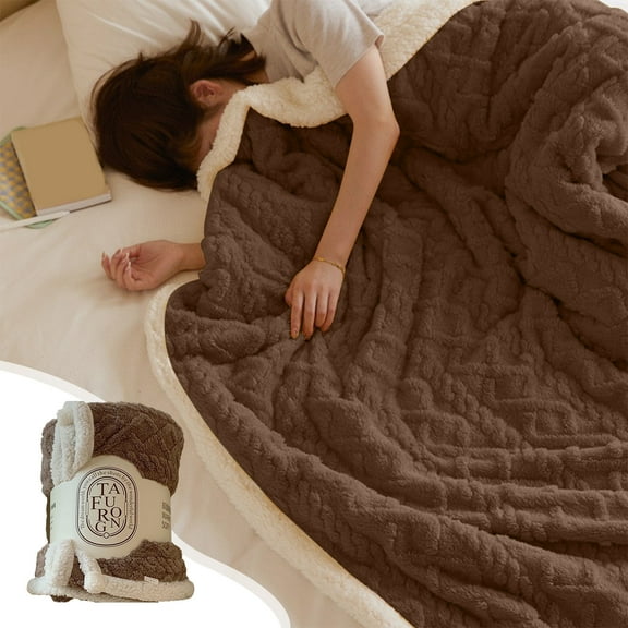 XEOVHV Sherpa Throw Blanket for Couch Sofa - Fuzzy Soft Cozy Blanket for Bed, Fleece Thick Warm Blanket for Winter, Double Reversibe Fleece Blanket for Gift,50x60 Inches,Coffee