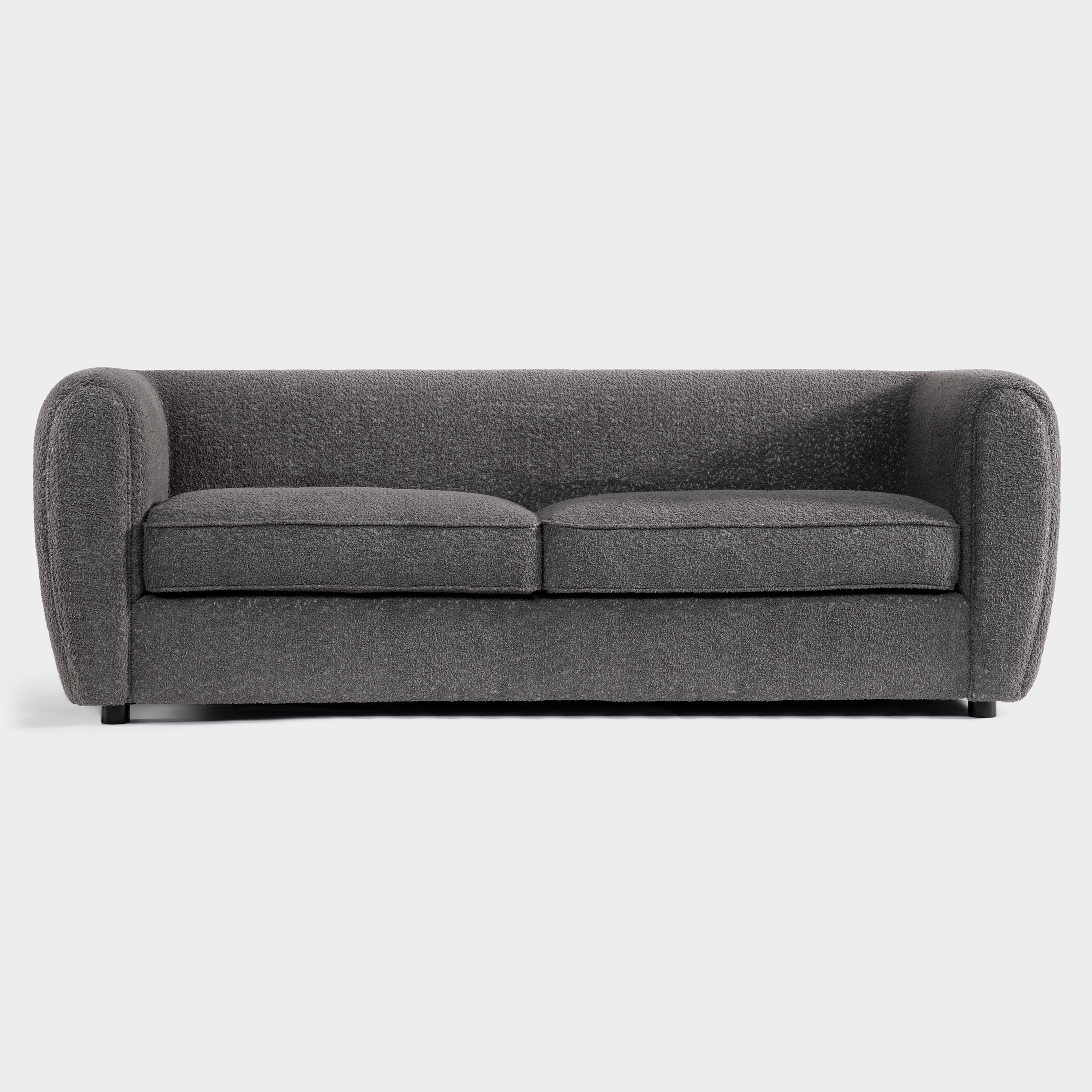 Furniture of America Nallia Tuxedo Style Upholstered Boucle Fabric Charcoal Gray Sofa