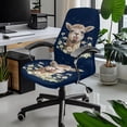 thumbnail image 2 of SCRAWLGOD Alpaca White Daisy Navy Blue Anti-Dust Cover for Office Chair Seat Comfy Non-Slip Easy to Install High Back Chair Slipcover All-in-One Computer Chair Cover, S, 2 of 7