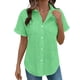 thumbnail image 3 of TaTaai Women's Casual V-Neck Top Short Sleeve Button Front Solid Color Blouse Soft Lightweight Comfy Spring Summer Daily Beach Wear Gift, 3 of 7
