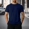 thumbnail image 2 of Confree Men Tshirt Solid Color Short Sleeved Round Neck Tee Shirts Summer Training Comfortable Fashion For Men T-Shirts Size 3Xl Blue, 2 of 4