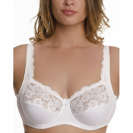 Full Coverage Underwire Bra Comfort Minimizer Non-padded Wide Straps Support Panels Plus Size 34 36 38 40 42 / B C D E F G ( 40G  White)