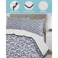 thumbnail image 4 of Quilts Twin Size, Navy Blue Floral Soft Comforter Bedding Set for Bed, Vintage Art Flowers Pattern Lightweight Quilted Bedspread with Pillow Cover(2 Pieces) for All Season, 68x86 Inch, 4 of 6