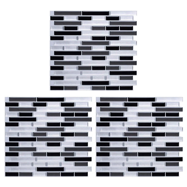 3X 3D Pegatinas de Pared Ladrillo Papel Pintado Azulejo para Cocina Baño Protector Salpicaduras Decoración para El Hogar 28X23.5cm