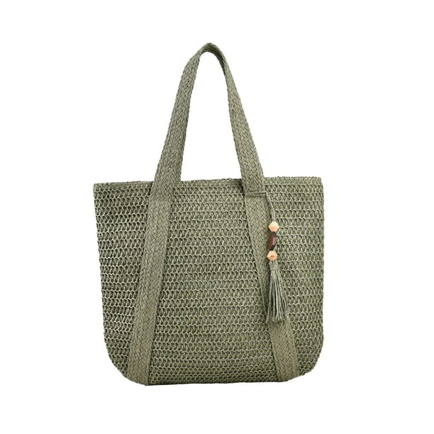 Bolso de hombro para mujer, bolso de playa, bolso de verano, elegante, informal, para hombro, para mujer Verde
