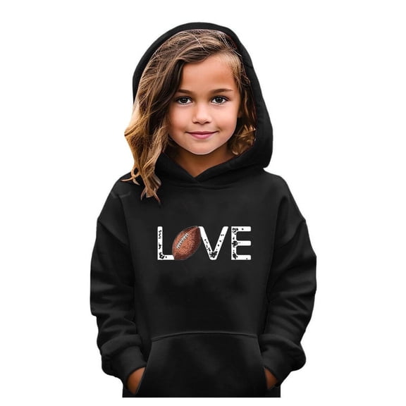 WOYY Toddler Girls Football Graphic Hoodie Unisex Casual Hooded Sweatshirt Activewear