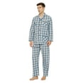 thumbnail image 4 of GLOBAL Men's Long Sleeve Plain Weave Pajama Set Cotton Sleepwear Comfy Loungewear Elegant Gray Plaid S, 4 of 7