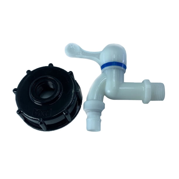 Riwesomey Contenedor IBC, adaptador de válvula de grifo de drenaje de 15mm, accesorios de conector de PVC de acero inoxidable para el hogar, suministros Herramientas y ferretería Riwesomey TO001165-00