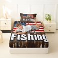 thumbnail image 4 of Feelyou Country Fishing Animal Twin Sheet Sets for Men Boys, Rustic Wooden Cabin Bedding, Brown, 3pcs, 4 of 5