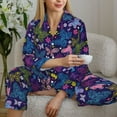 thumbnail image 6 of Logiee Colorful Butterflies Print Womens Pajamas Set,Long Sleeve Sleepwear,Button Down Lounge Set 2 Pieces,Soft Nightwear Pjs Set-Large, 6 of 7