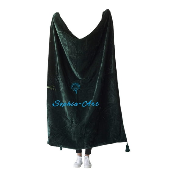 Velvet Luxe Boho Throw - Cozy Plush Lightweight Blanket for Sofa & Bed, 50x70 inches, Emerald Green